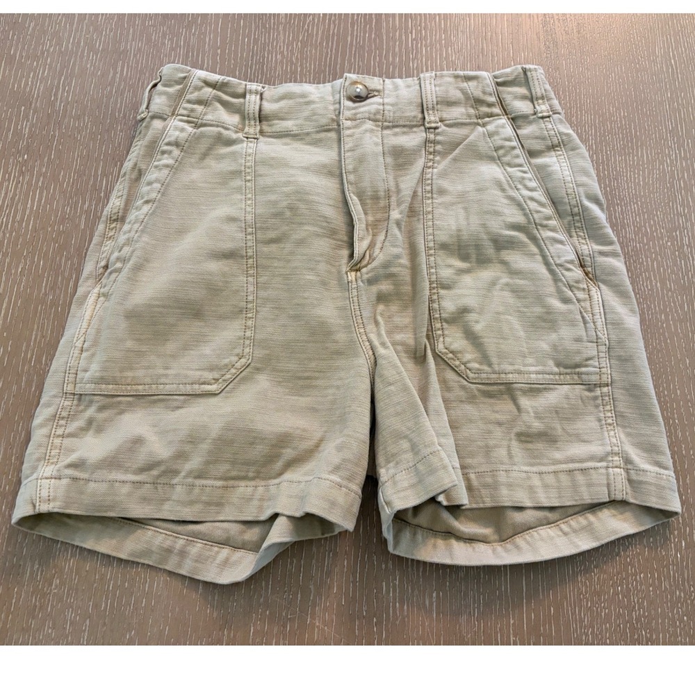 Faherty Women's Size 28 Beige Khaki High‎ Rise Denim Shorts Raw Hem Casual